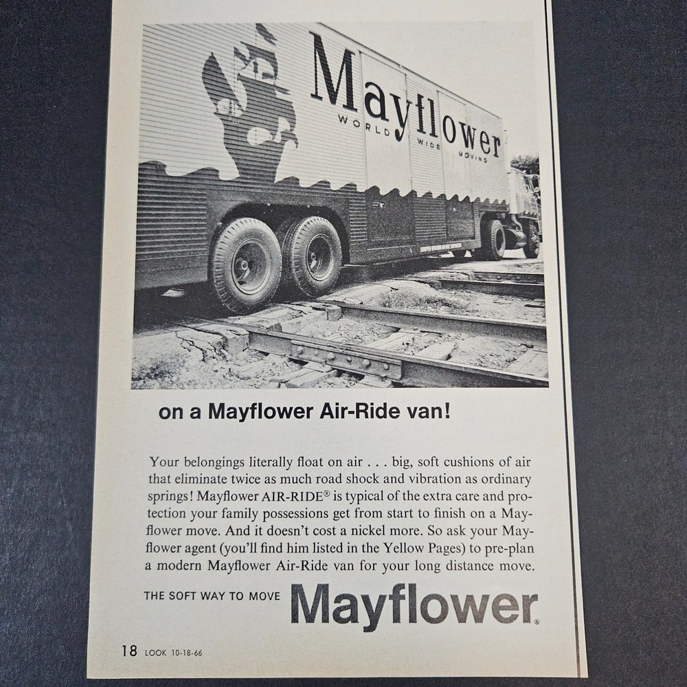 1966 Mayflower World Wide Moving Company Air-Ride Vintage Print Ad 18 Wheeler